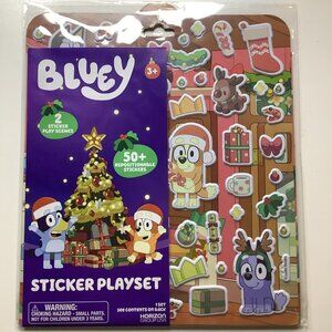 BLUEY Christmas Repositionable Sticker Playset Includes 2 Play Scenes. New